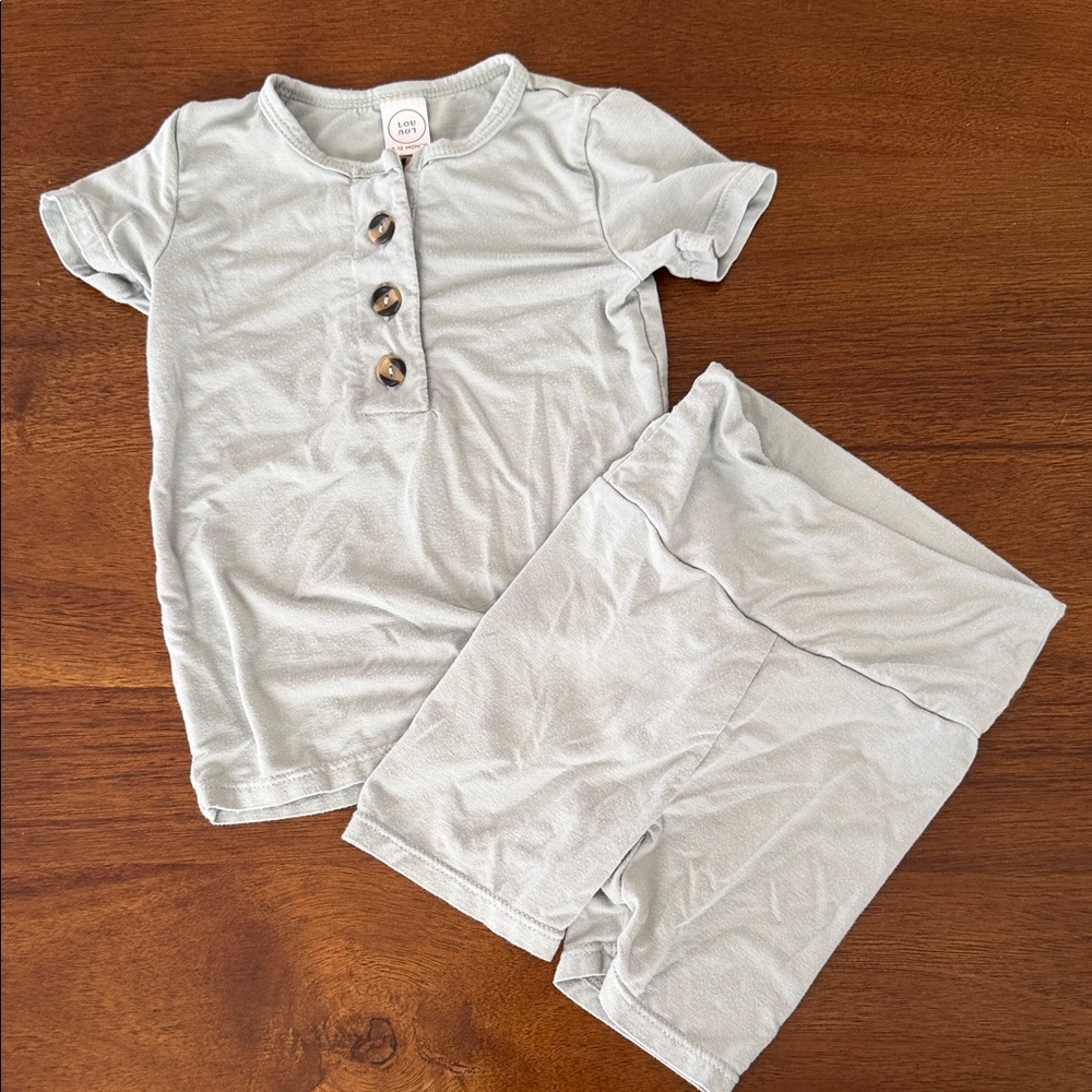 Lou Lou and Company Light Sage Knit Two-Piece Shortie Set 6-12 Months